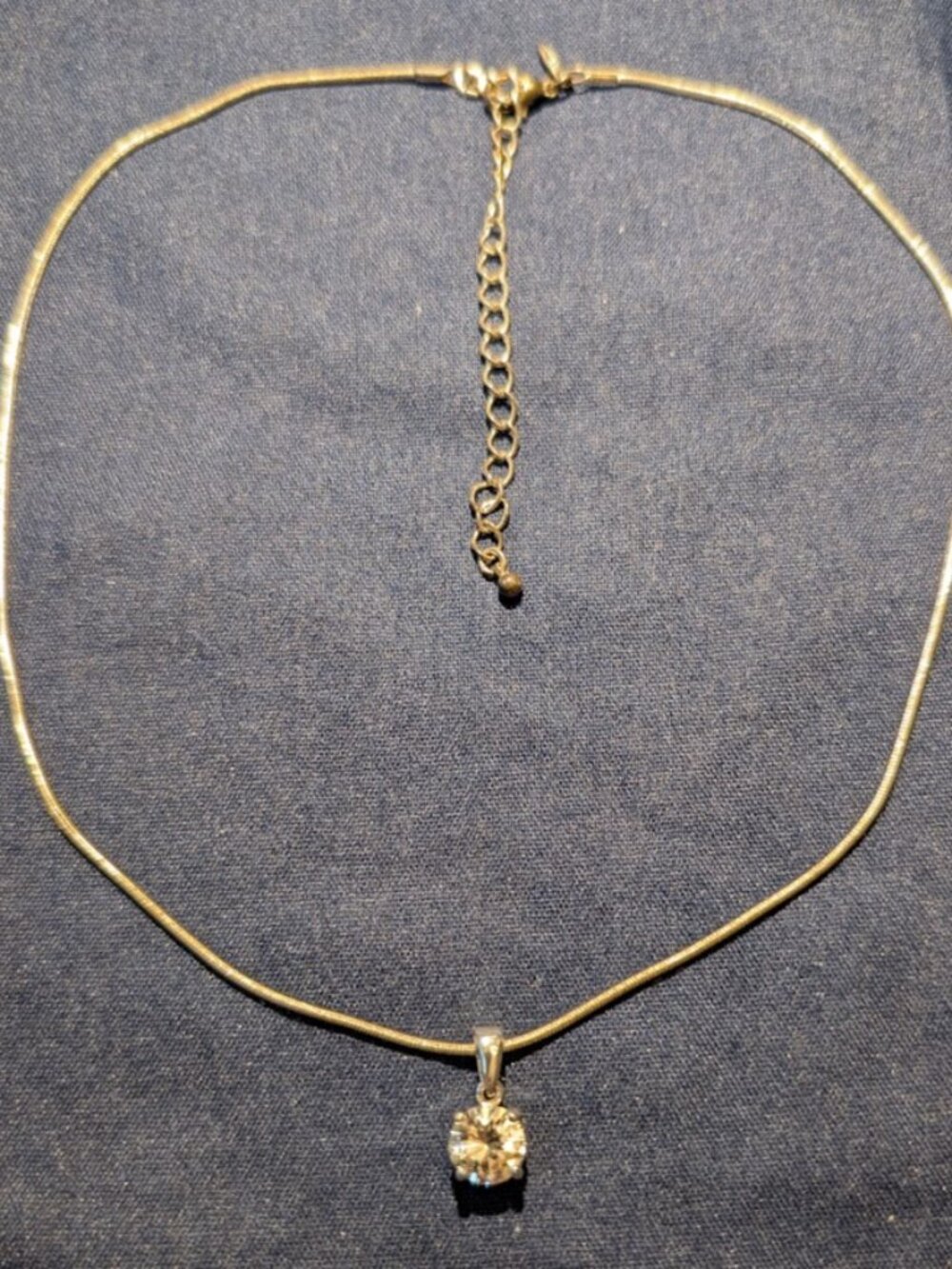 Vintage Signed AVON "SO" Clear Solitaire Floating Rhinestone Snake Chain Necklac